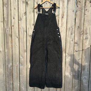 Everlane Women's XL Black Denim Wide Leg Overalls